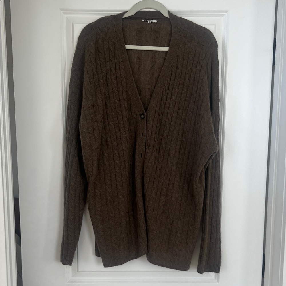 Reformation Giuista Cable-Knit Cashmere Cardigan